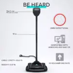 MAONO AU-GM30 USB Computer Microphone Omnidirectional Gooseneck Condenser with Mute Button, Gain Adjustment and Headphone Jack