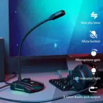 MAONO AU-GM30 USB Computer Microphone Omnidirectional Gooseneck Condenser with Mute Button, Gain Adjustment and Headphone Jack