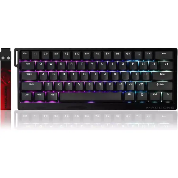 Madlions MAD 60 HE Gaming Mechanical Keyboard - Amber pro Magnetic Hall Effect Switch - 8000 Hz Polling Rate - Scan Rate 32K - Latency 0.125ms - Precision 0.02mm Rapid Trigger Mode (Black)