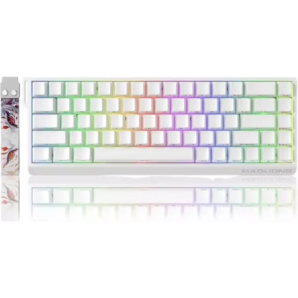 Madlions MAD 68 HE Flagship Gaming Mechanical Keyboard - Amber pro Magnetic Hall Effect Switch - 8000 Hz Polling Rate - Scan Rate 128K - Latency 0.1ms - Precision 0.01mm Rapid Trigger Mode (White)