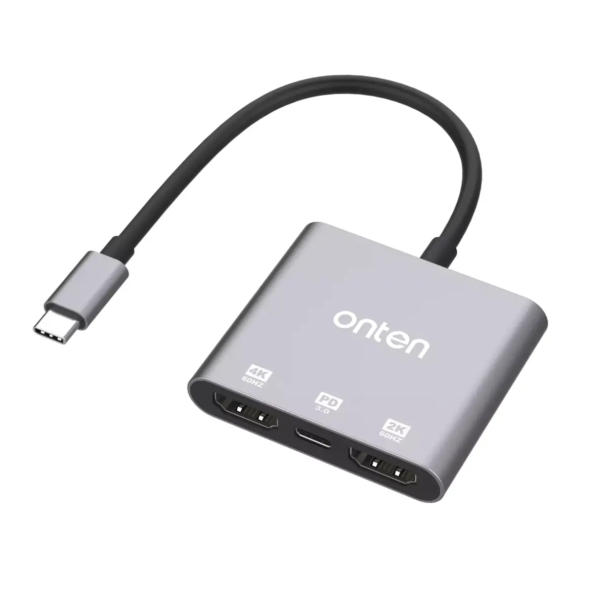 ONTEN 9175S USB C to Dual HDMI adpater 4K@60HZ, 2K@60HZ, USB-C PD 3.0, Compatible with thunderbolt34 MacBook ProAir, iPad Pro and More