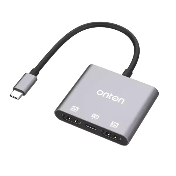 ONTEN 9175S USB C to Dual HDMI adpater 4K@60HZ, 2K@60HZ, USB-C PD 3.0, Compatible with thunderbolt34 MacBook ProAir, iPad Pro and More