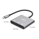 ONTEN 9175S USB C to Dual HDMI adpater 4K@60HZ, 2K@60HZ, USB-C PD 3.0, Compatible with thunderbolt34 MacBook ProAir, iPad Pro and More