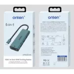 ONTEN UC126 USB C HUB 5-in-1, 2X USB 2.0, 2X HDMI 4K, USB-C Port PD 3.0