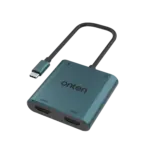 ONTEN USB C HUB 4 in 1, 2X HDMI 4K@60Hz , 1X USB 3.0 5Gbps, 1X Type C PD 60W