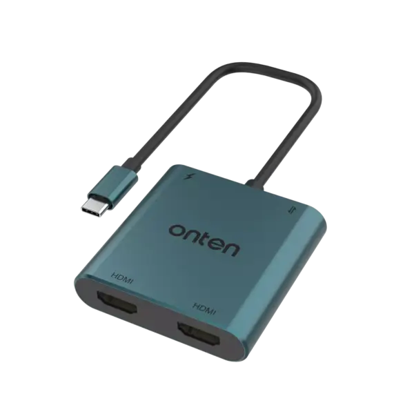 ONTEN USB C HUB 4 in 1, 2X HDMI 4K@60Hz , 1X USB 3.0 5Gbps, 1X Type C PD 60W