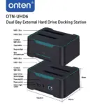 Onten UHD6 Dual Bay External HDD/SSD Enclosure 2.5/3.5 inch MAX 2x16TB