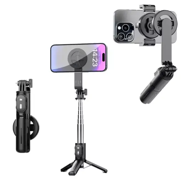P08Y Pro (MagSafe) Mini Magnetic Selfie Stick Bluetooth Remote Tripod Stabilizer with Remote Control for Smart Phones 16-72CM