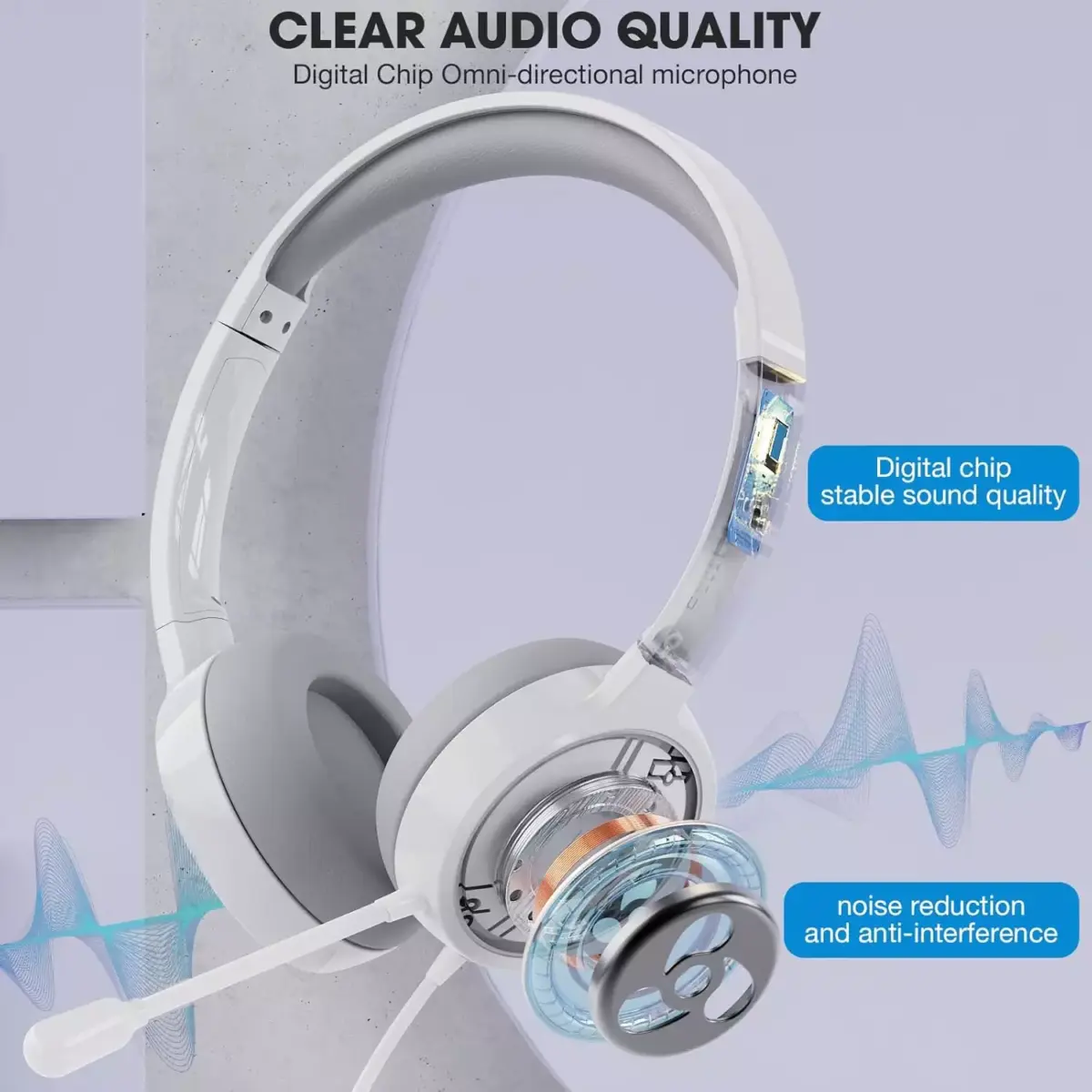 Pander USB Headset with Noise Cancelling Microphone for Work Office Online Class Skype Zoom Meeting