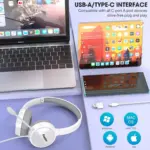 Pander USB Headset with Noise Cancelling Microphone for Work Office Online Class Skype Zoom Meeting