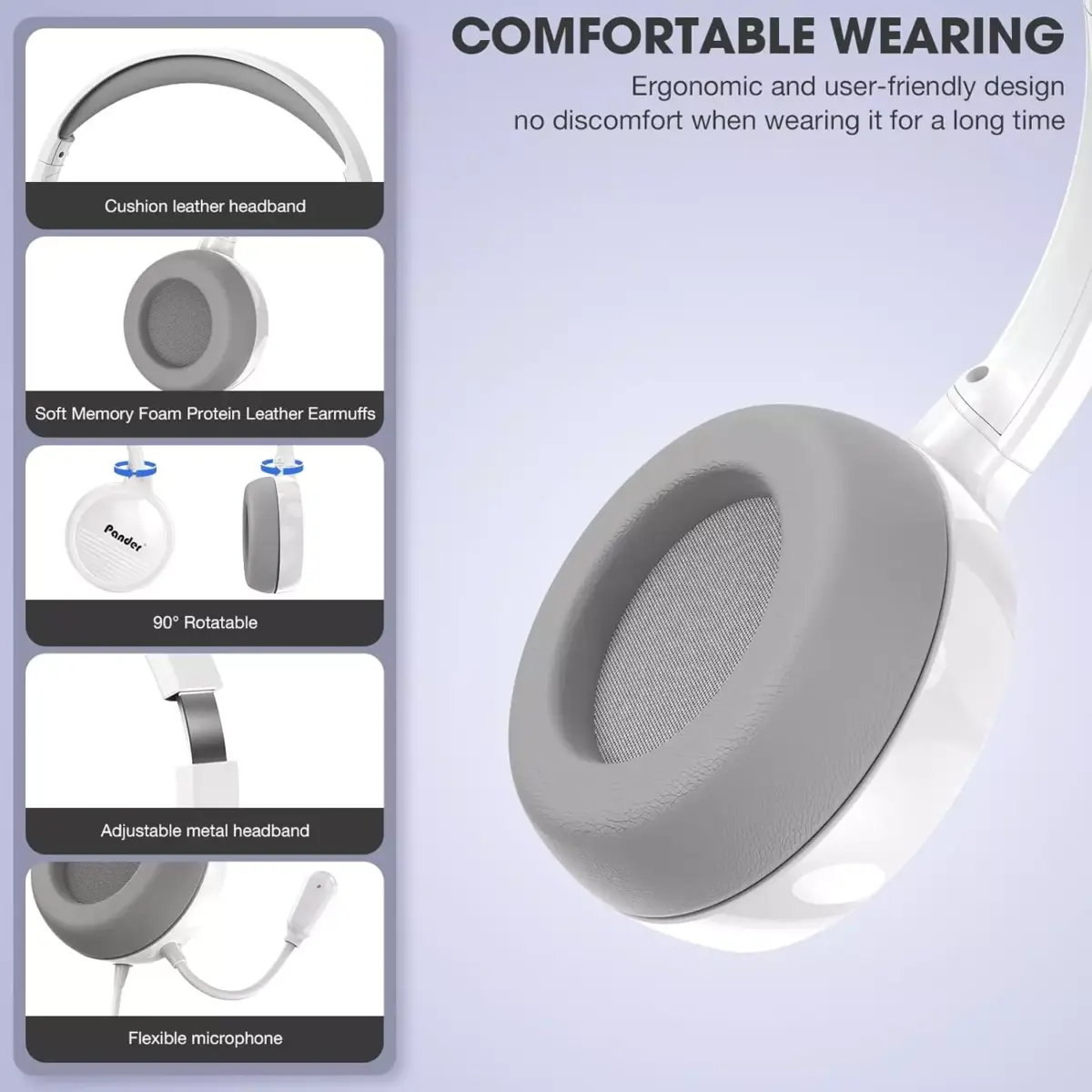 Pander USB Headset with Noise Cancelling Microphone for Work Office Online Class Skype Zoom Meeting