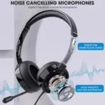Pander USB Headset with Noise Cancelling Microphone for Work Office Online Class Skype Zoom Meeting (Black)