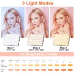 Portable Selfie Light,Rechargable 60 LED Phone Light with Clip & Double 1/4" Screw Hole,2500k-9000K Dimmable Camera Light for Phone/Laptop/Tablet/Camera, for Selfie/Video Conference