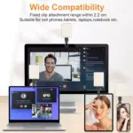Portable Selfie Light,Rechargable 60 LED Phone Light with Clip & Double 1/4" Screw Hole,2500k-9000K Dimmable Camera Light for Phone/Laptop/Tablet/Camera, for Selfie/Video Conference