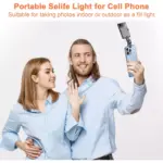 Portable Selfie Light,Rechargable 60 LED Phone Light with Clip & Double 1/4" Screw Hole,2500k-9000K Dimmable Camera Light for Phone/Laptop/Tablet/Camera, for Selfie/Video Conference