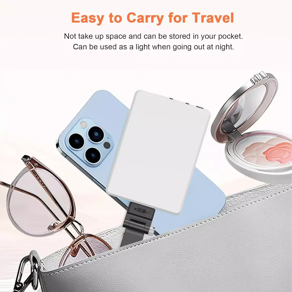 Portable Selfie Light,Rechargable 60 LED Phone Light with Clip & Double 1/4" Screw Hole,2500k-9000K Dimmable Camera Light for Phone/Laptop/Tablet/Camera, for Selfie/Video Conference