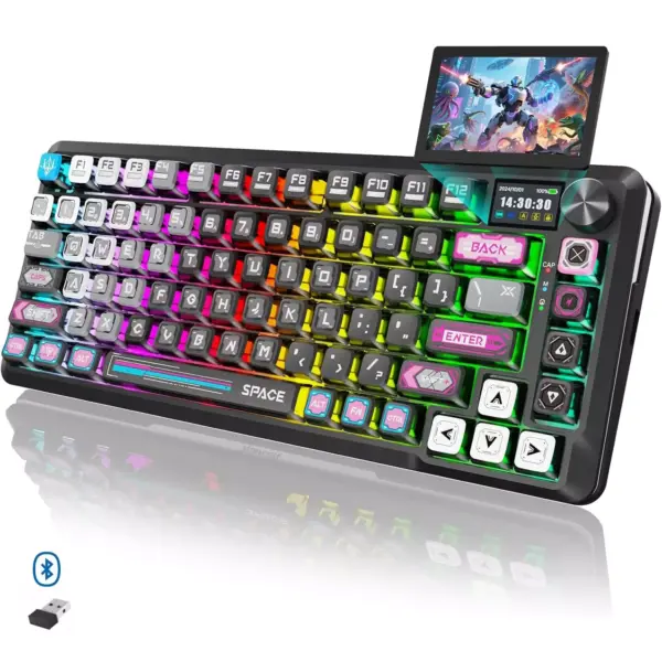 REDRAGON K708MC FLEKACT PRO RGB Gaming Mechanical Keyboard, BT/2.4Ghz/Wired 3-Mode, Leopard L Switch Linear (Plasma Arc)