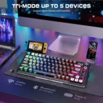 REDRAGON K708MC FLEKACT PRO RGB Gaming Mechanical Keyboard, BT/2.4Ghz/Wired 3-Mode, Leopard L Switch Linear (Plasma Arc)