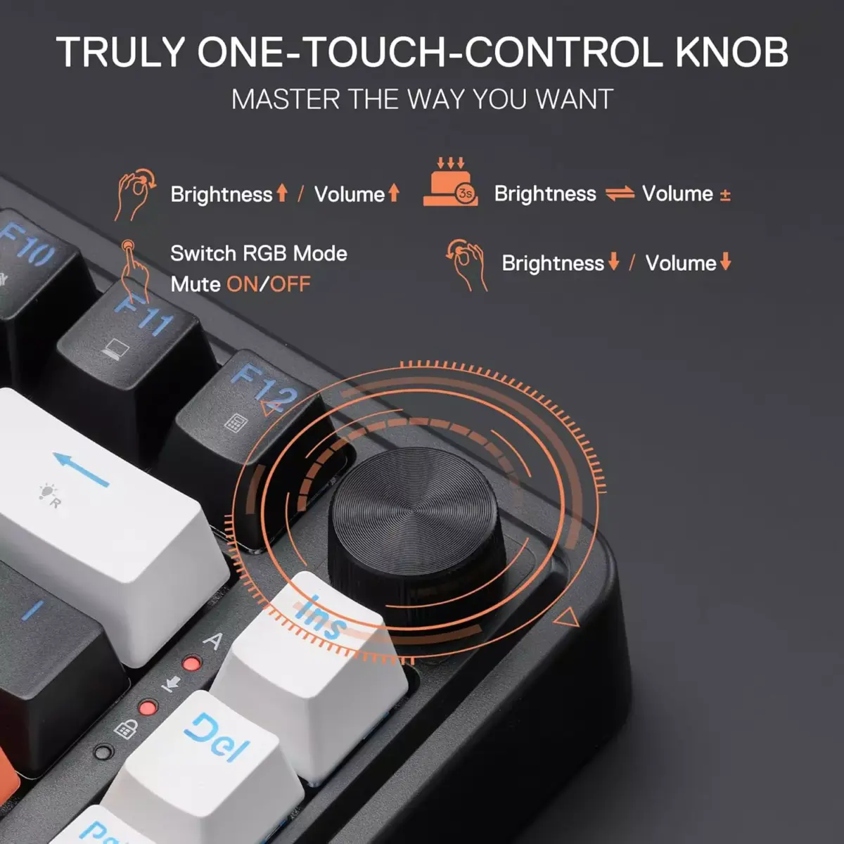Redragon K714 Landshaker Rapid Trigger HE Gaming Magnetic Keyboard, Hyper-Fast Actuation Magnetic Switch, Actuation Point Adjustable, 8K Hz Polling Rate, Dedicated Control Knob
