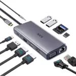 SSK 11-in-1 USB C Docking Station Dual Monitor,HDMI 4K60Hz Multiport Adapter , Thunderbolt Dock Triple Display with 2 HDMI+VGA,RJ45 Ethernet,100W PD,3 USB