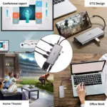 SSK 11-in-1 USB C Docking Station Dual Monitor,HDMI 4K60Hz Multiport Adapter , Thunderbolt Dock Triple Display with 2 HDMI+VGA,RJ45 Ethernet,100W PD,3 USB