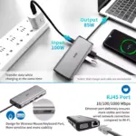 SSK 11-in-1 USB C Docking Station Dual Monitor,HDMI 4K60Hz Multiport Adapter , Thunderbolt Dock Triple Display with 2 HDMI+VGA,RJ45 Ethernet,100W PD,3 USB