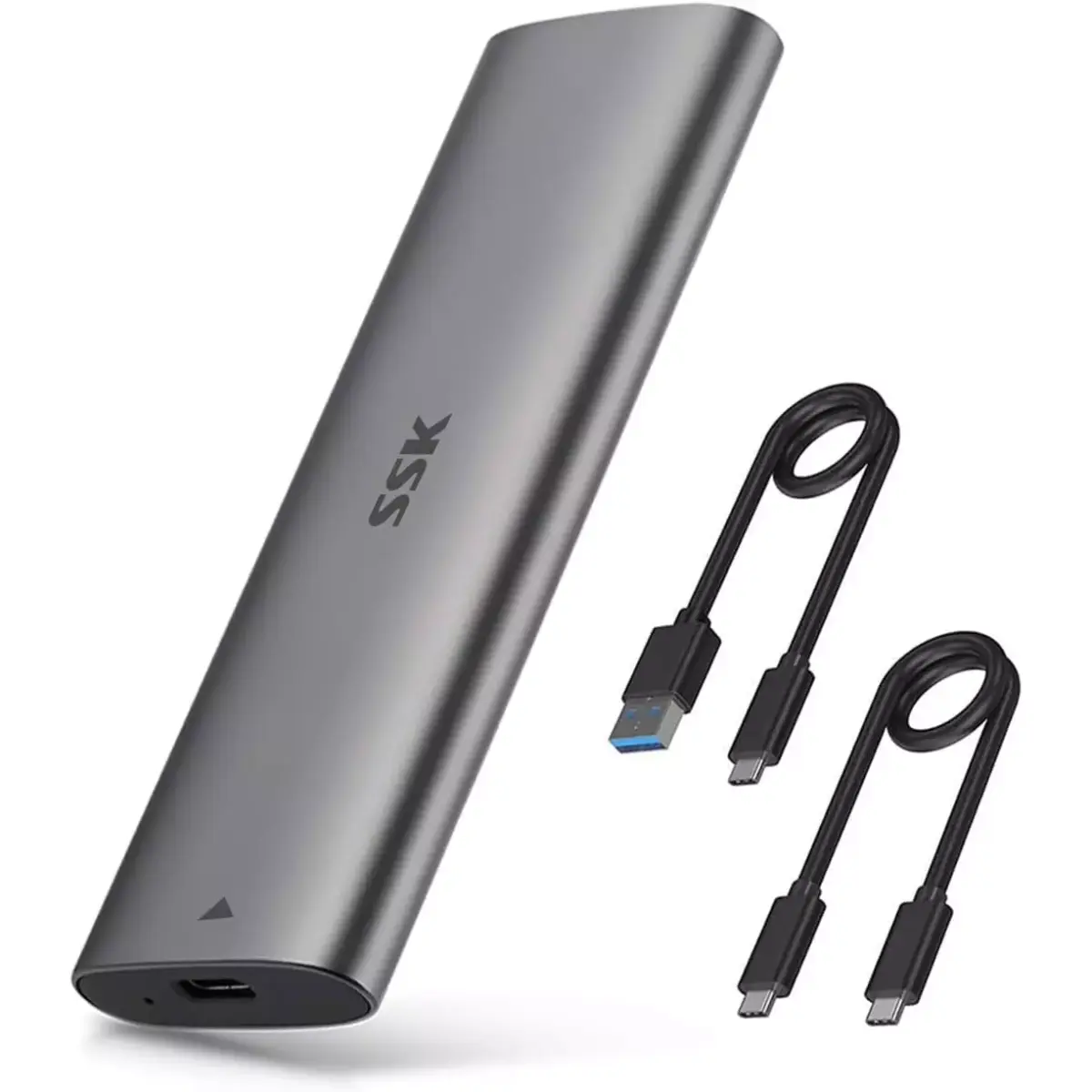 SSK Aluminum M.2 to USB NVMe SATA SSD Enclosure Reader, Tool-Free USB 3.2 Gen 2 10Gbps NVMe PCI-E 6Gbps SATA M-Key / B+M Key Solid State Drive External Adapter With UASP Trim, for SSDs 2242 2260 2280