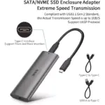 SSK Aluminum M.2 to USB NVMe SATA SSD Enclosure Reader, Tool-Free USB 3.2 Gen 2 10Gbps NVMe PCI-E 6Gbps SATA M-Key / B+M Key Solid State Drive External Adapter With UASP Trim, for SSDs 2242 2260 2280