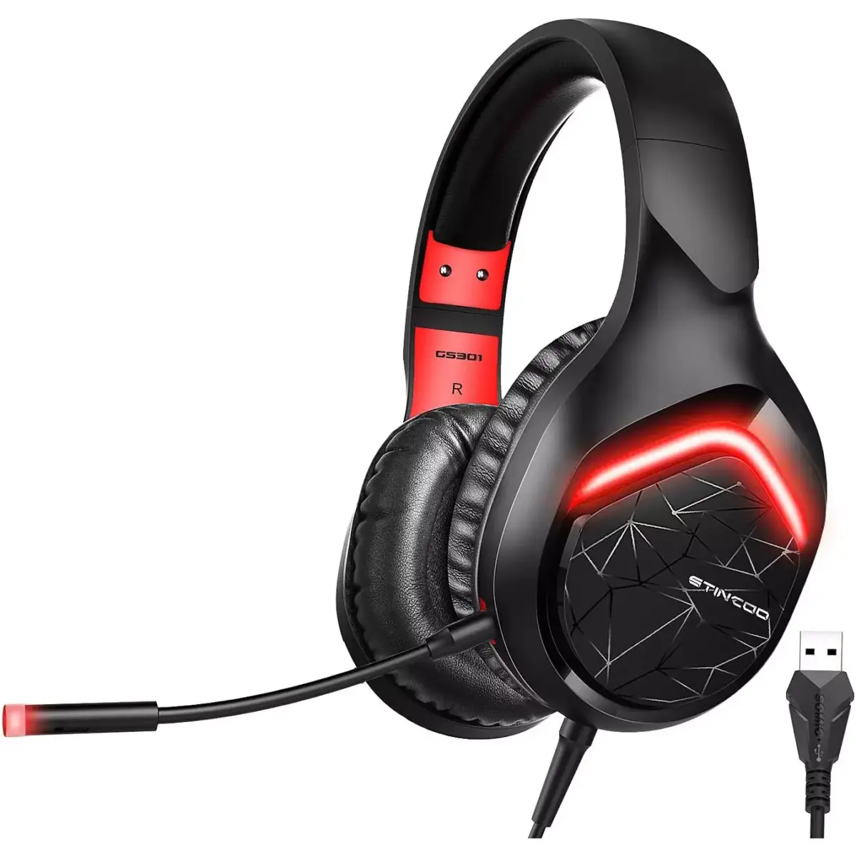 Somic GS301 USB Gaming Headset, 7.1 Surround Sound Stereo with Detachable Microphone