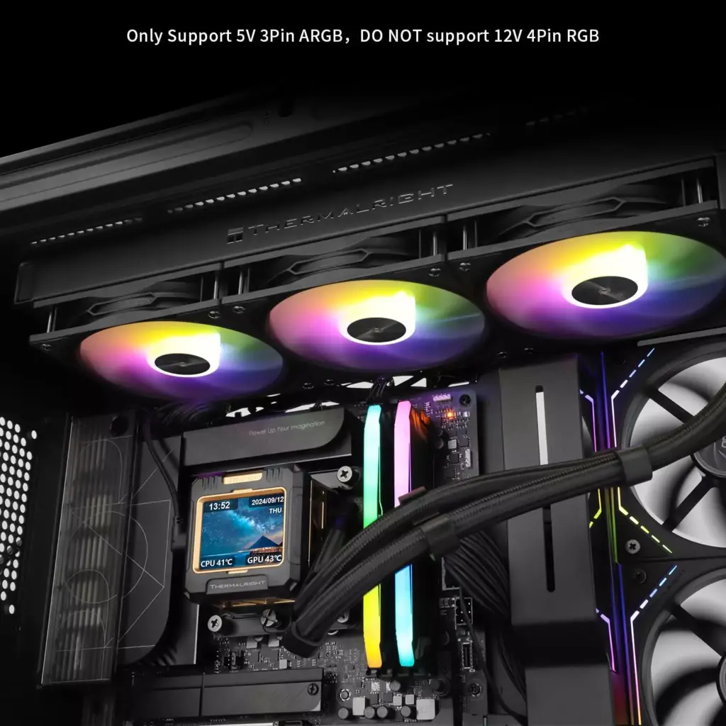 Thermalright FW360 Black ARGB CPU AIO Cooler, with 2.4-inch IPS LCD Screen 320x240 Resolution,for AM5&Intel LGA17001851