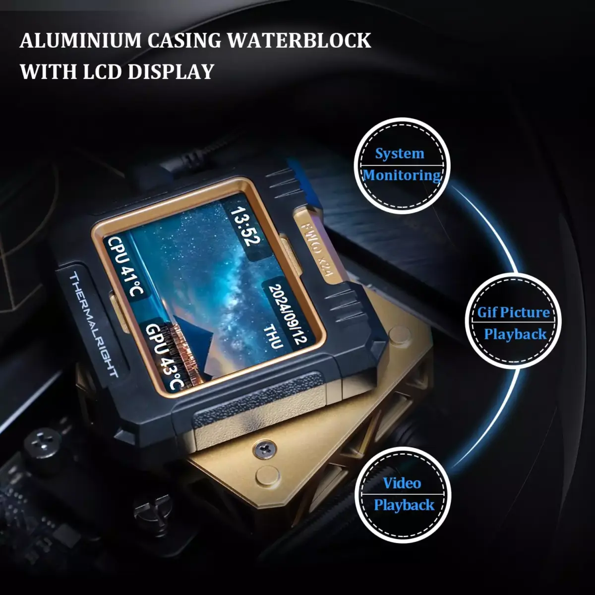 Thermalright FW360 Black ARGB CPU AIO Cooler, with 2.4-inch IPS LCD Screen 320x240 Resolution,for AM5&Intel LGA17001851