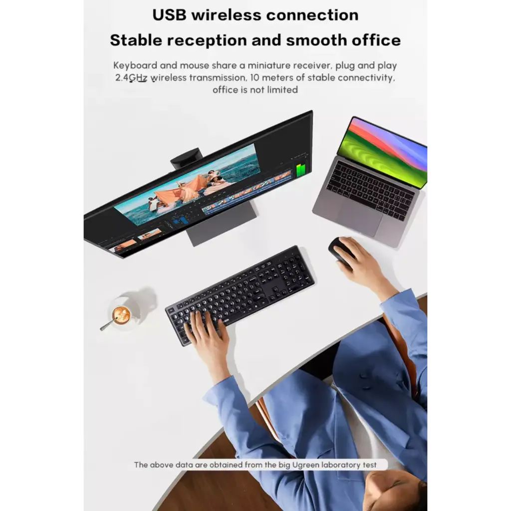 UGREEN MK007 Wireless 2.4Ghz Combo low-profile, silent keys