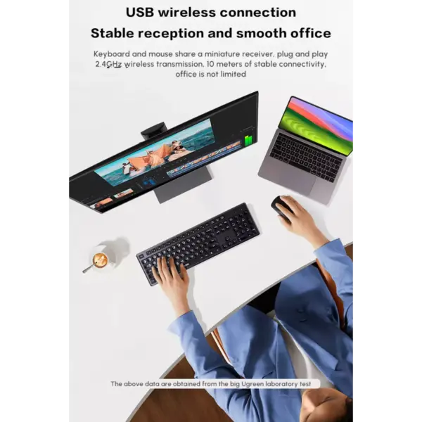 UGREEN MK007 Wireless 2.4Ghz Combo low-profile, silent keys