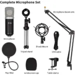 UHURU UM-925 Computer Microphone Kit with 25mm Large Diaphragm Adjustable Scissor Arm Stand Shock Mount for Singing Recording Gaming Podcasting Streaming YouTube