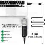 UHURU UM-925 Computer Microphone Kit with 25mm Large Diaphragm Adjustable Scissor Arm Stand Shock Mount for Singing Recording Gaming Podcasting Streaming YouTube