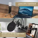 UHURU UM-925 Computer Microphone Kit with 25mm Large Diaphragm Adjustable Scissor Arm Stand Shock Mount for Singing Recording Gaming Podcasting Streaming YouTube