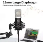 UHURU UM-925 Computer Microphone Kit with 25mm Large Diaphragm Adjustable Scissor Arm Stand Shock Mount for Singing Recording Gaming Podcasting Streaming YouTube