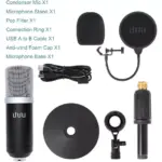 UHURU UM-940 USB Microphone Cardioid Condenser Kit with Sound Card Desktop Stand,Pop Filter, for Skype Youtuber Gaming Recording Home Streaming