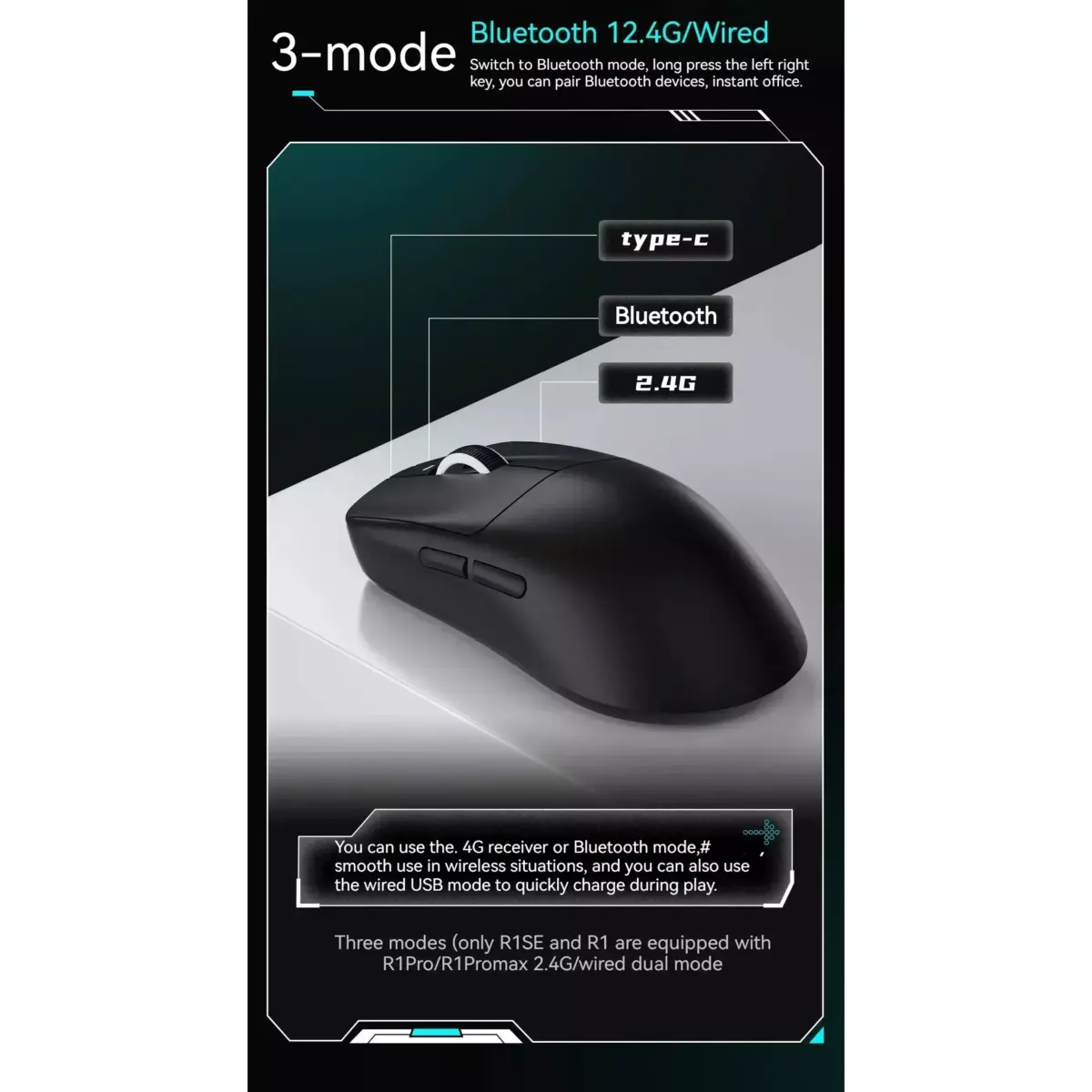 VXE Dragonfly R1 Pro Max Wireless, Wired - Optical Sensor 26,000 DPI PAW3395 - Chip Nordic 52840 - Battery Life 150 Hour - 54 Grams ( White)
