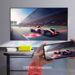 WEWATCH V10 Mini WiFi Video Projector, Wireless Portable with Bluetooth Full HD 1080p Compatible with HDMI, VGA, TV Stick, iPhone, Android (Yellow)