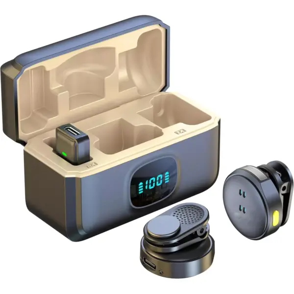 Wireless Microphone (2 TX + 1 RX + Charging Case), Wireless Lapel Mic with 48KHz16Bit, Noise Cancellation, 200ft Range, 40H Battery for TikTok, YouTube, Vlogging, Video Recording, Streaming