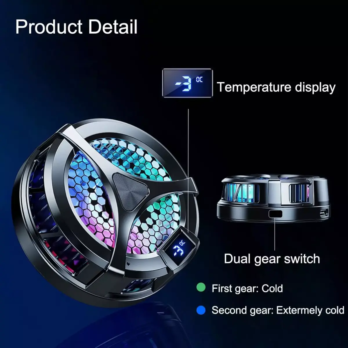 X36 RGB Phone Cooler Gaming Fan, Gaming,  With Digital Display (Black)