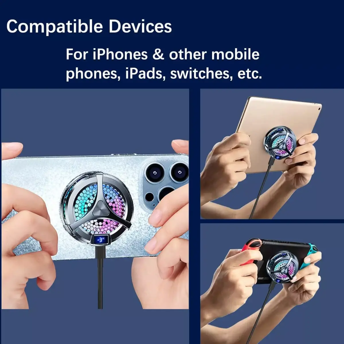 X36 RGB Phone Cooler Gaming Fan, Gaming,  With Digital Display (Black)