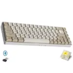AIGO A68 3 Mode Wireless, Bluetooth, Wired Gaming Mechancial Keyboard - Yellow Switch Hot Swappable - 1000Hz Polling rate - PBT keycaps - Detchable USB C Cable (Milk Coffee)