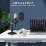 uhuru UM910 USB Condenser Streaming Podcast Cardioid Microphone 192kHz/24Bit Studio Mic kit with Sound Card Table Stand Shock Mount Pop Filter