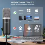 uhuru UM910 USB Condenser Streaming Podcast Cardioid Microphone 192kHz/24Bit Studio Mic kit with Sound Card Table Stand Shock Mount Pop Filter