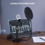 uhuru UM910 USB Condenser Streaming Podcast Cardioid Microphone 192kHz/24Bit Studio Mic kit with Sound Card Table Stand Shock Mount Pop Filter