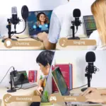 uhuru UM920 USB Condenser Streaming Podcast Cardioid Microphone 192kHz24Bit Studio Mic kit with Sound Card Table Stand Shock Mount Pop Filter