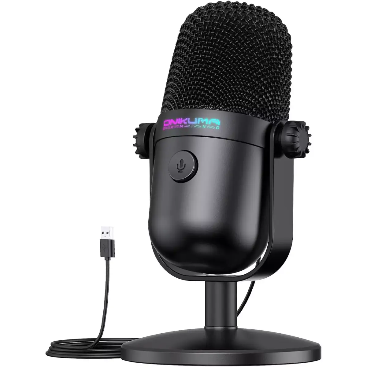 ONIKUMA M830 USB Condenser Gaming Microphone with Noise Cancellation & Mute Button, Streaming/Recording, Ultra-Compact Design