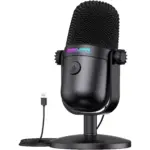 ONIKUMA M830 USB Condenser Gaming Microphone with Noise Cancellation & Mute Button, Streaming/Recording, Ultra-Compact Design